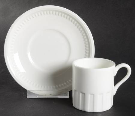 Colosseum (Whiteware) Bond Shape Demitasse Cup and Saucer Set