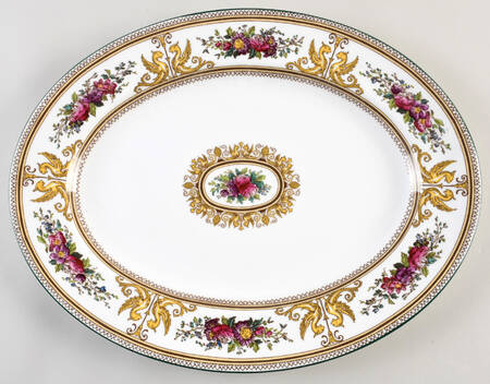 Columbia White (Yellow Border Accent) 15" Oval Serving Platter