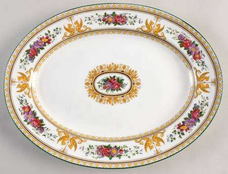 Columbia White (Yellow Border Accent) 13" Oval Serving Platter