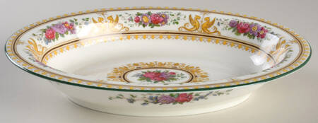 Columbia White (Yellow Border Accent) 9" Oval Vegetable Bowl