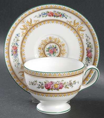 Columbia White (Yellow Border Accent) Footed Cup & Saucer Set
