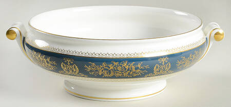 Columbia Blue & Gold Round Vegetable No Lid