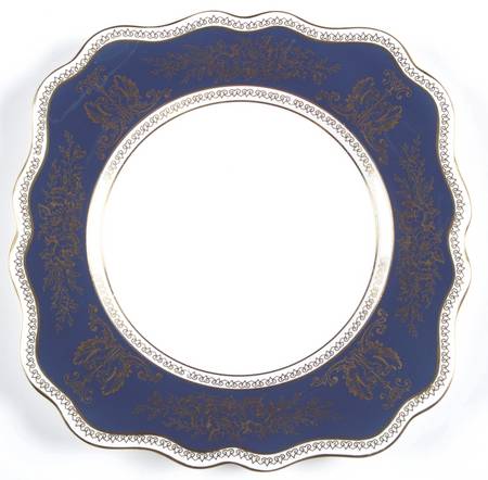 Columbia Blue & Gold Square Salad Plate