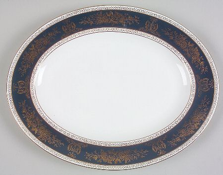 Columbia Blue & Gold 14" Oval Serving Platter