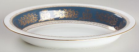 Columbia Blue & Gold 10" Oval Vegetable Bowl