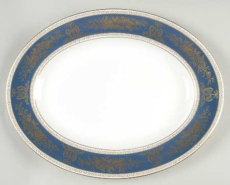 Columbia Blue & Gold 13" Oval Serving Platter