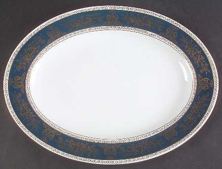 Columbia Blue & Gold 15" Oval Serving Platter