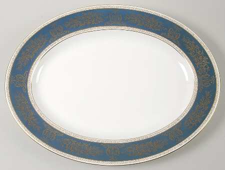 Columbia Blue & Gold 17" Oval Serving Platter