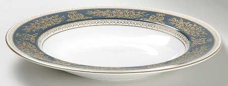 Columbia Blue & Gold Large Rim Soup Bowl