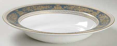Columbia Blue & Gold Rim Soup Bowl