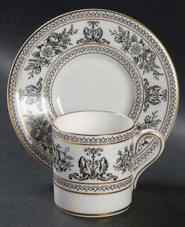 Columbia Black Bond Shape Demitasse Cup and Saucer Set