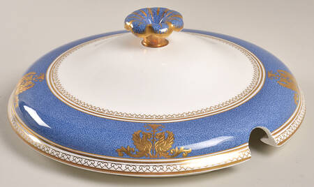 Columbia Powder Blue Rim (White Center) Lid for Tureen