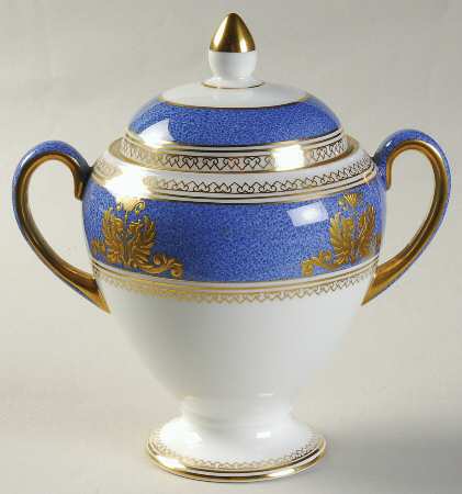 Columbia Powder Blue Rim (White Center) 146 Shape Sugar Bowl & Lid