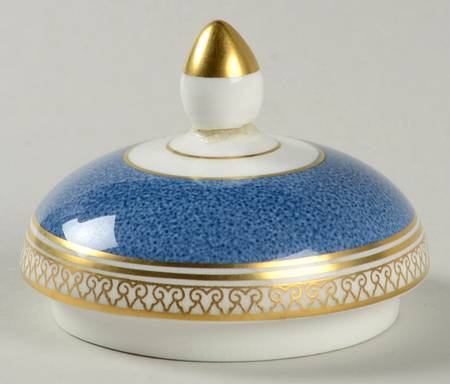 Columbia Powder Blue Rim (White Center) Lid for Globe Shape Sugar Bowl