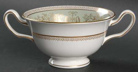 Columbia Sage Green Rim Footed Cream Soup Bowl by Wedgwood