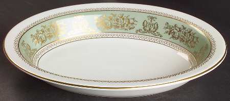 Columbia Sage Green Rim 10" Oval Vegetable Bowl