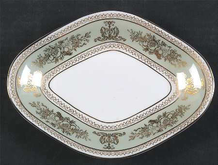 Columbia Sage Green Rim Pickle Dish by Wedgwood