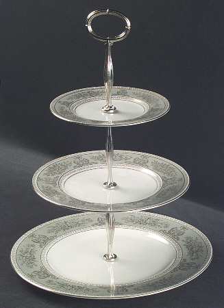 Columbia Sage Green Rim 13 7/8"-14 1/4" 3-Tiered Serving Tray(DP,SP,BB) HC