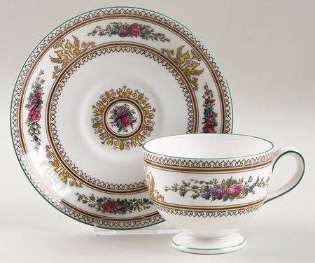 Columbia Ivory Body (Yellow Griffons) Leigh Shape Footed Cup & Saucer Set