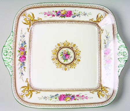 Columbia Ivory Body (Yellow Griffons) Square Handled Cake Plate