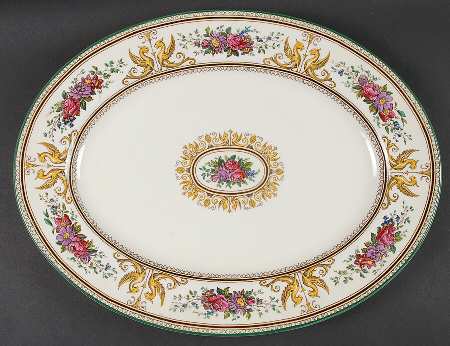 Columbia Ivory Body (Yellow Griffons) 17" Oval Serving Platter