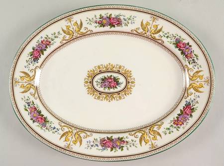 Columbia Ivory Body (Yellow Griffons) 15" Oval Serving Platter
