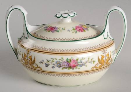 Columbia Ivory Body (Yellow Griffons) Sugar Bowl & Lid