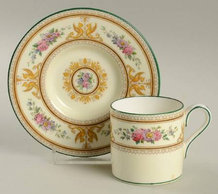 Columbia Ivory Body (Yellow Griffons) Bond Shape Demitasse Cup and Saucer Set
