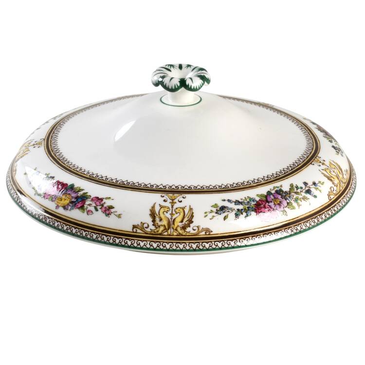 Columbia White (Gold Trim) Lid for Round Vegetable