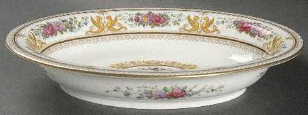 Columbia White (Gold Trim) 9" Oval Vegetable Bowl