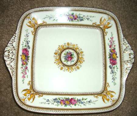 Columbia White (Gold Trim) Handled Cake Plate