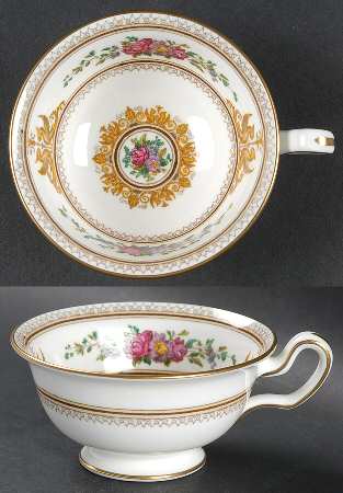 Columbia White (Gold Trim) Peony Shape Footed Cup