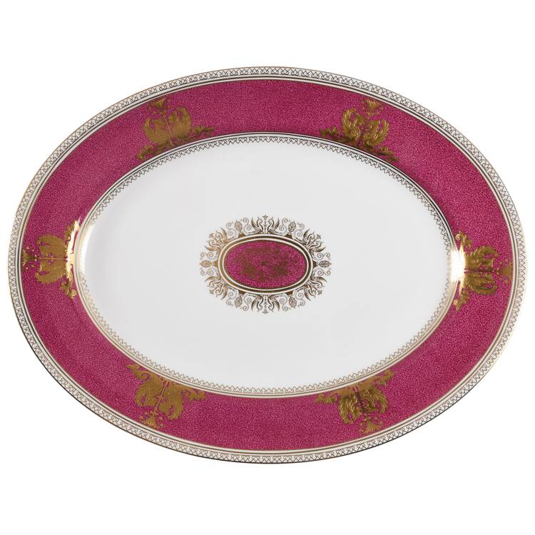 Columbia Powder Ruby (Rim and Center) 15" Oval Serving Platter