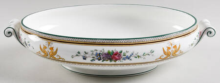 Columbia White (Center Medallion, Green Trim) Oval Vegetable No Lid