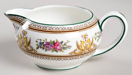 Columbia White (Center Medallion, Green Trim) Creamer