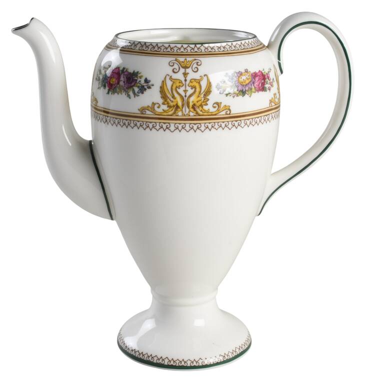 Columbia White (Center Medallion, Green Trim) Coffee Pot No Lid