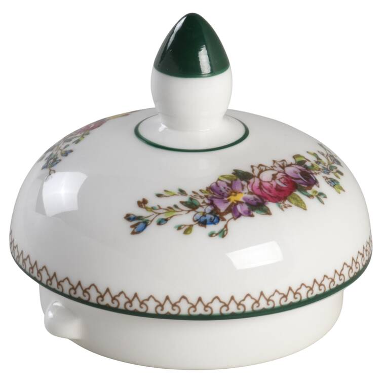 Columbia White (Center Medallion, Green Trim) Lid for Coffee Pot
