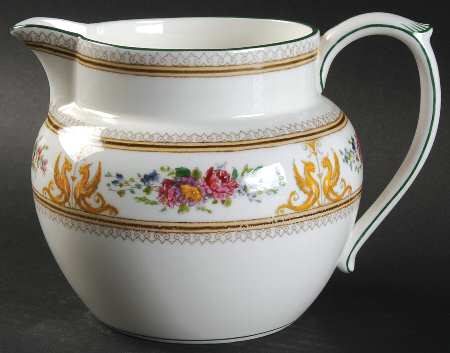 Columbia White (Center Medallion, Green Trim) 32 Oz Pitcher