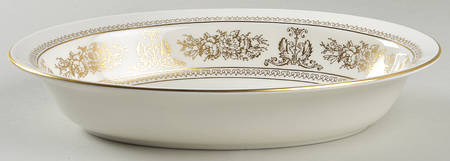 Columbia Gold (Gold Flowers, White Body) 10" Oval Vegetable Bowl