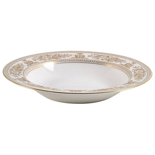 Columbia Gold (Gold Flowers, White Body) Rim Soup Bowl
