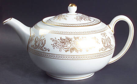 Columbia Gold (Gold Flowers, White Body) Teapot & Lid