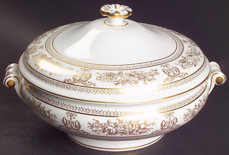 Columbia Gold (Gold Flowers, White Body) Round Covered Vegetable
