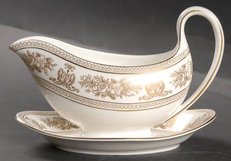 Columbia Gold (Gold Flowers, White Body) Gravy Boat & Underplate
