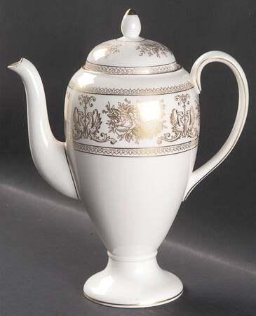 Columbia Gold (Gold Flowers, White Body) Coffee Pot & Lid