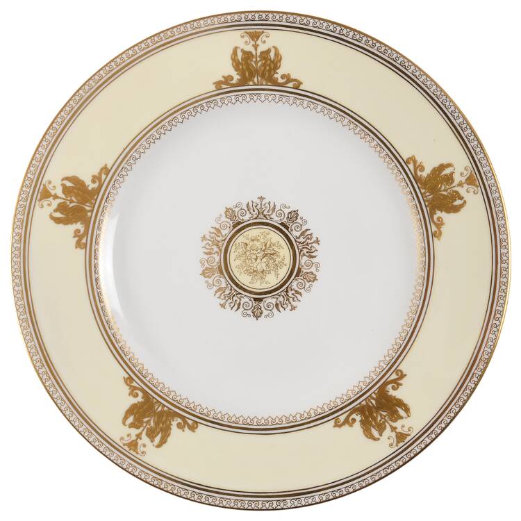 Columbia Gold (Gold Flowers, White Body) Accent Dinner Plate