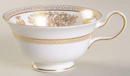 Columbia Gold (Gold Flowers, White Body) Peony Shape Footed Cup