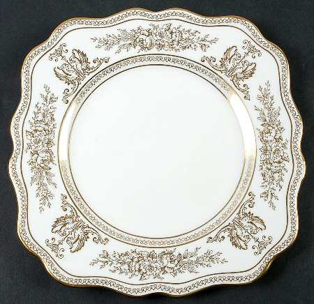 Columbia Gold (Gold Flowers, White Body) Square Salad Plate
