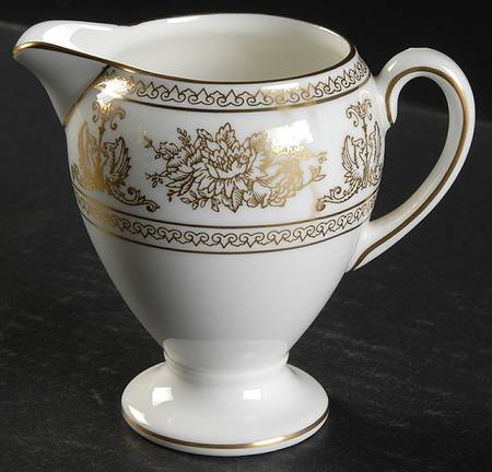 Columbia Gold (Gold Flowers, White Body) Globe Shape Creamer