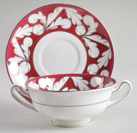 Coronation Footed Cream Soup Bowl & Saucer Set by Wedgwood