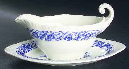 Cornflower Blue Gravy Boat & Underplate/Relish